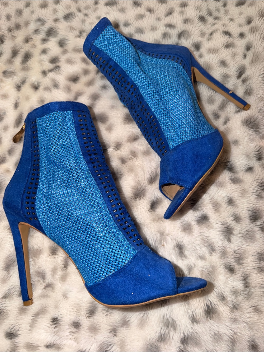 Cape Robbin Royal Blue Peep-Toe Stiletto Booties